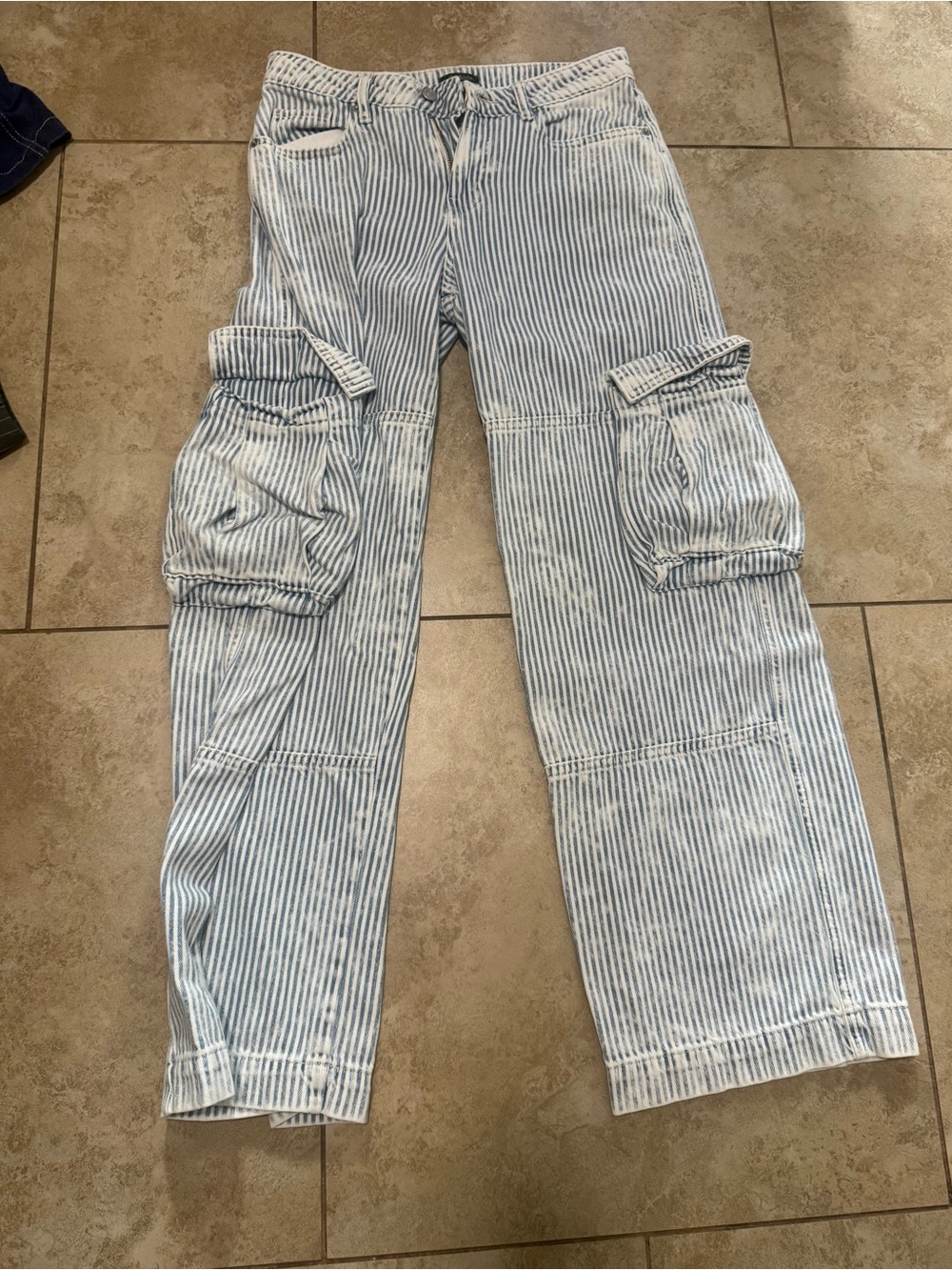 wild fable Light Blue & White Striped Cargo Pants